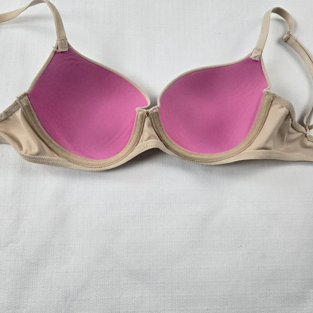 Victoria's Secret‎ PINK -Beige Underwire  Bra Wear Everywhere Lightly Lined 32C